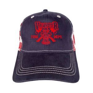 Volunteer Fire Department 5-Panel Flag Trucker Hat Navy / Red / White Adjustable